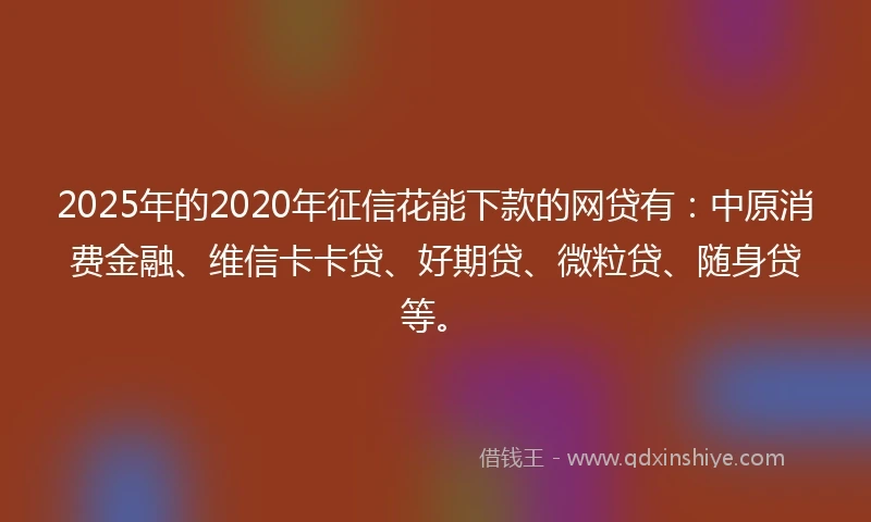 2025年的2020年征信花能下款的网贷有：中原消费金融、维信卡卡贷、好期贷、微粒贷、随身贷等。