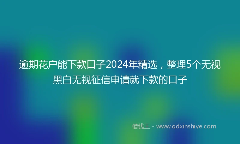 逾期花户能下款口子2024年精选，整理5个无视黑白无视征信申请就下款的口子