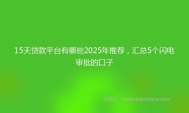 15天贷款平台有哪些2025年推荐，汇总5个闪电审批的口子