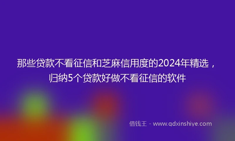 那些贷款不看征信和芝麻信用度的2024年精选，归纳5个贷款好做不看征信的软件