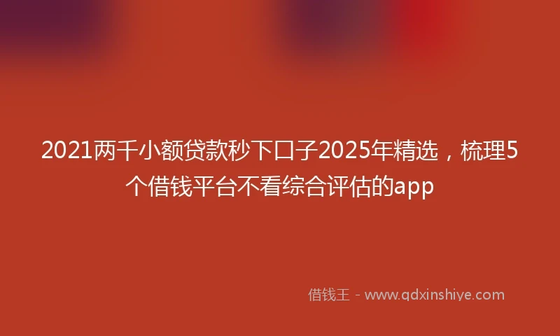 2021两千小额贷款秒下口子2025年精选，梳理5个借钱平台不看综合评估的app