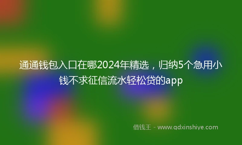通通钱包入口在哪2024年精选，归纳5个急用小钱不求征信流水轻松贷的app