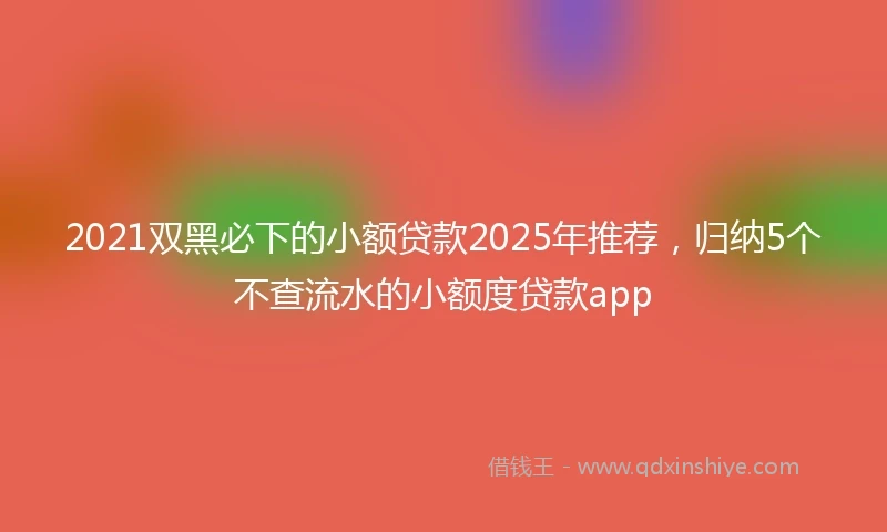 2021双黑必下的小额贷款2025年推荐，归纳5个不查流水的小额度贷款app