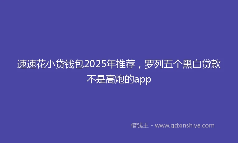 速速花小贷钱包2025年推荐，罗列五个黑白贷款不是高炮的app
