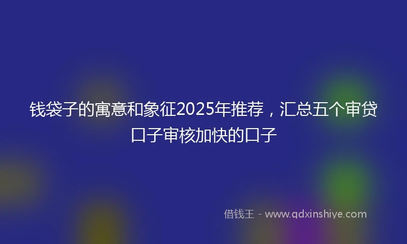 钱袋子的寓意和象征2025年推荐，汇总五个审贷口子审核加快的口子