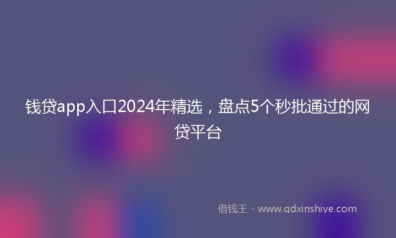 钱贷app入口2024年精选，盘点5个秒批通过的网贷平台