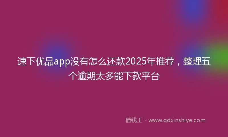 速下优品app没有怎么还款2025年推荐，整理五个逾期太多能下款平台
