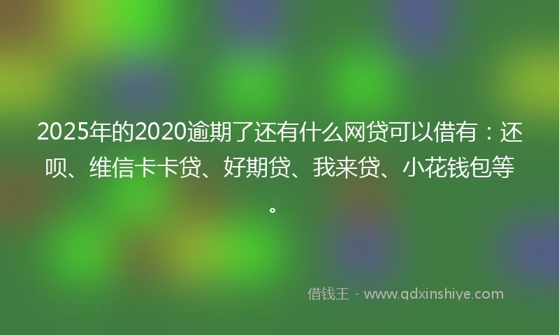 2025年的2020逾期了还有什么网贷可以借有：还呗、维信卡卡贷、好期贷、我来贷、小花钱包等。