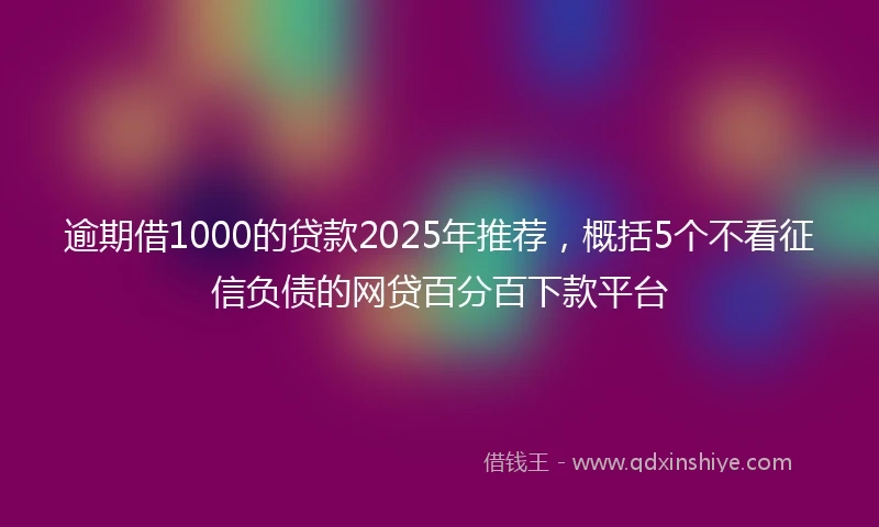 逾期借1000的贷款2025年推荐，概括5个不看征信负债的网贷百分百下款平台