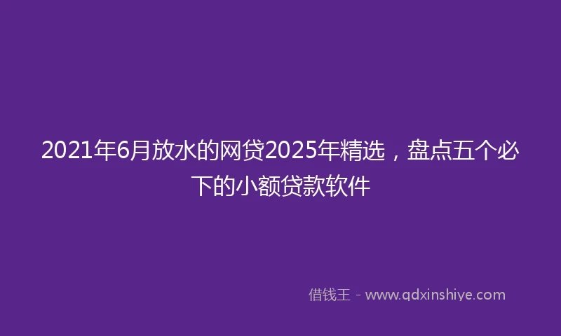 2021年6月放水的网贷2025年精选，盘点五个必下的小额贷款软件
