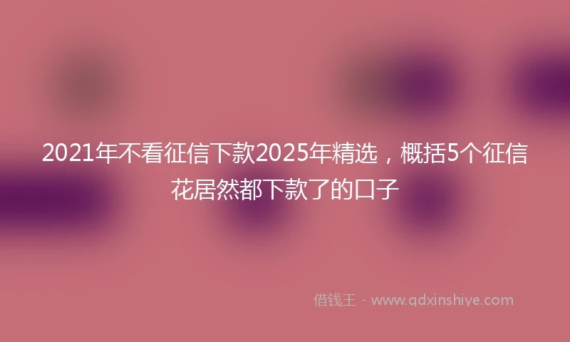 2021年不看征信下款2025年精选，概括5个征信花居然都下款了的口子