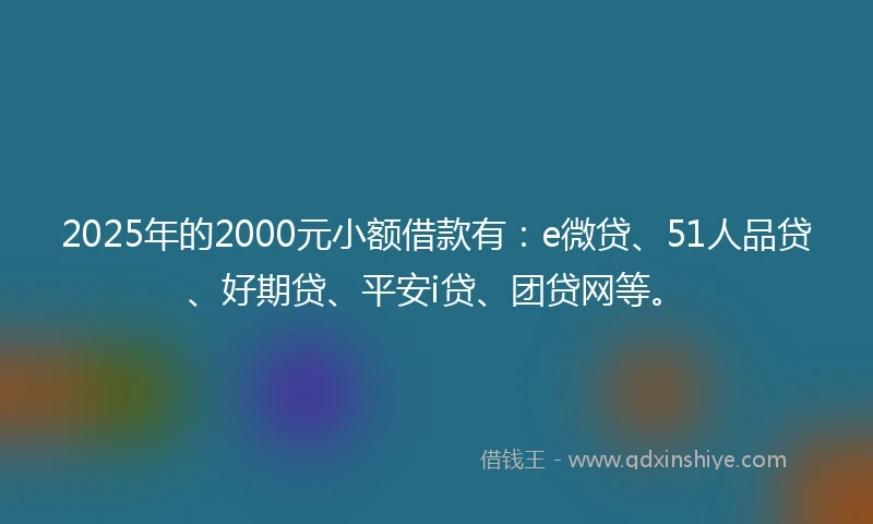 2025年的2000元小额借款有：e微贷、51人品贷、好期贷、平安i贷、团贷网等。