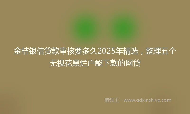 金桔银信贷款审核要多久2025年精选，整理五个无视花黑烂户能下款的网贷