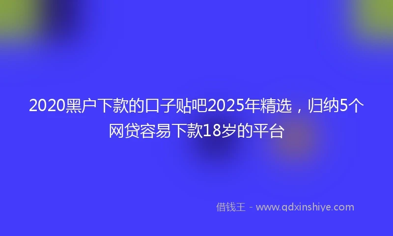 2020黑户下款的口子贴吧2025年精选，归纳5个网贷容易下款18岁的平台