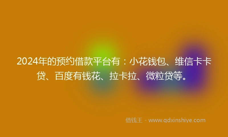 2024年的预约借款平台有：小花钱包、维信卡卡贷、百度有钱花、拉卡拉、微粒贷等。