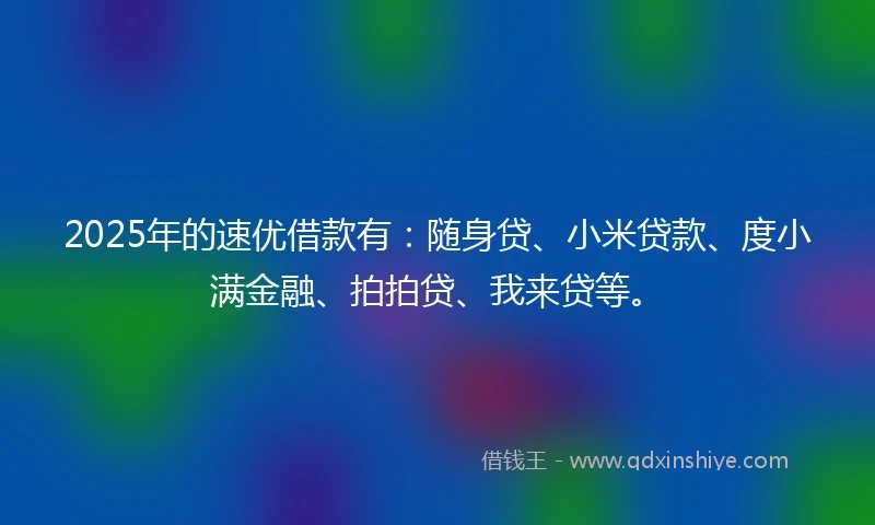 2025年的速优借款有：随身贷、小米贷款、度小满金融、拍拍贷、我来贷等。