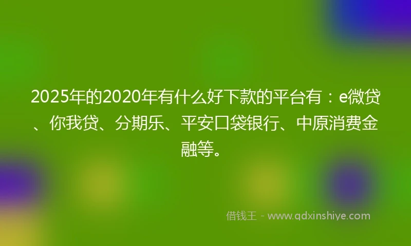 2025年的2020年有什么好下款的平台有：e微贷、你我贷、分期乐、平安口袋银行、中原消费金融等。