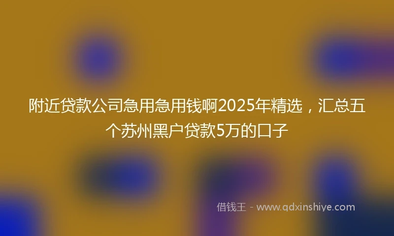 附近贷款公司急用急用钱啊2025年精选，汇总五个苏州黑户贷款5万的口子