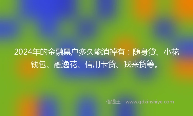 2024年的金融黑户多久能消掉有：随身贷、小花钱包、融逸花、信用卡贷、我来贷等。