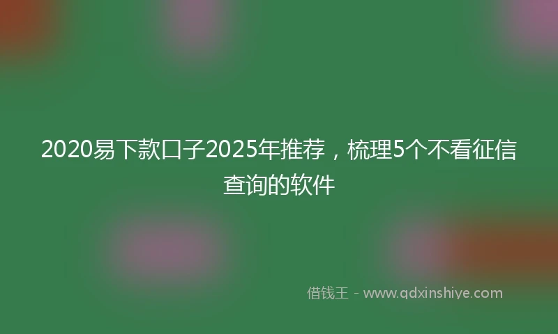 2020易下款口子2025年推荐，梳理5个不看征信查询的软件