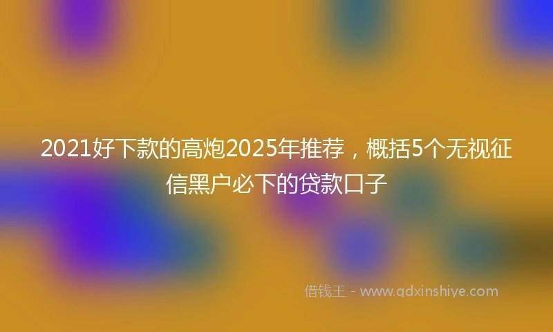 2021好下款的高炮2025年推荐，概括5个无视征信黑户必下的贷款口子