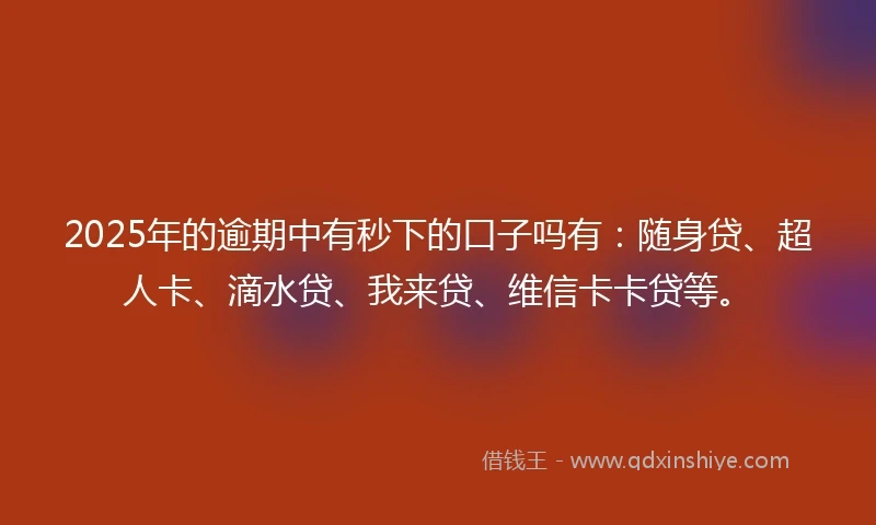2025年的逾期中有秒下的口子吗有：随身贷、超人卡、滴水贷、我来贷、维信卡卡贷等。