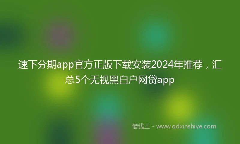 速下分期app官方正版下载安装2024年推荐，汇总5个无视黑白户网贷app