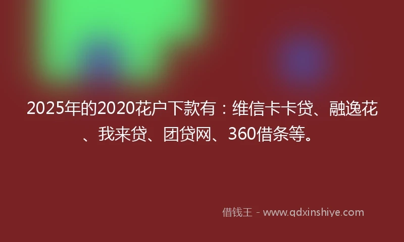 2025年的2020花户下款有：维信卡卡贷、融逸花、我来贷、团贷网、360借条等。