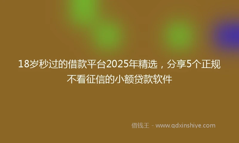 18岁秒过的借款平台2025年精选，分享5个正规不看征信的小额贷款软件