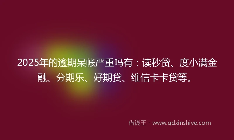 2025年的逾期呆帐严重吗有：读秒贷、度小满金融、分期乐、好期贷、维信卡卡贷等。