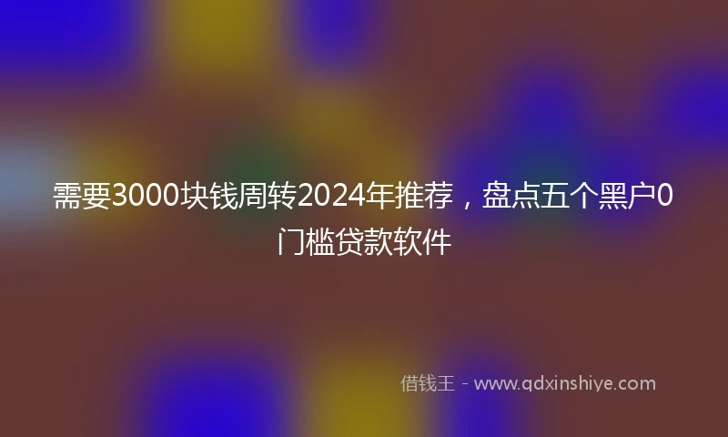 需要3000块钱周转2024年推荐，盘点五个黑户0门槛贷款软件