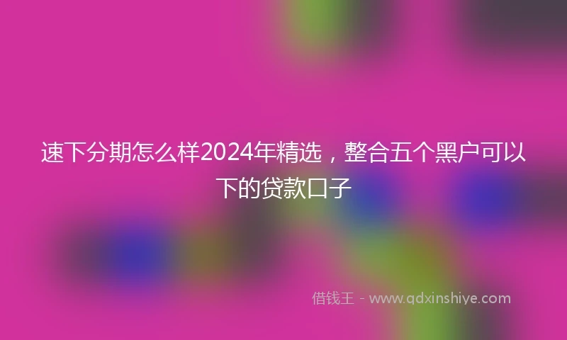 速下分期怎么样2024年精选，整合五个黑户可以下的贷款口子
