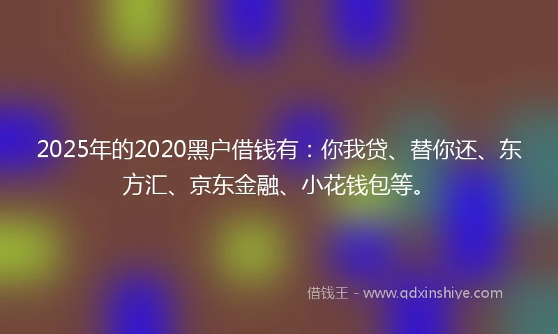 2025年的2020黑户借钱有：你我贷、替你还、东方汇、京东金融、小花钱包等。