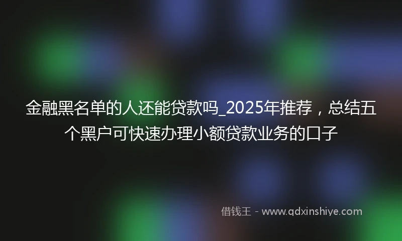 金融黑名单的人还能贷款吗_2025年推荐，总结五个黑户可快速办理小额贷款业务的口子