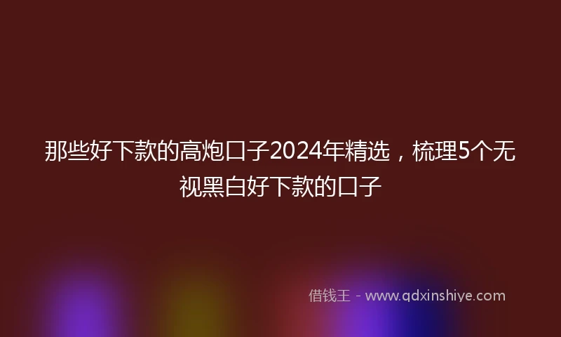 那些好下款的高炮口子2024年精选，梳理5个无视黑白好下款的口子