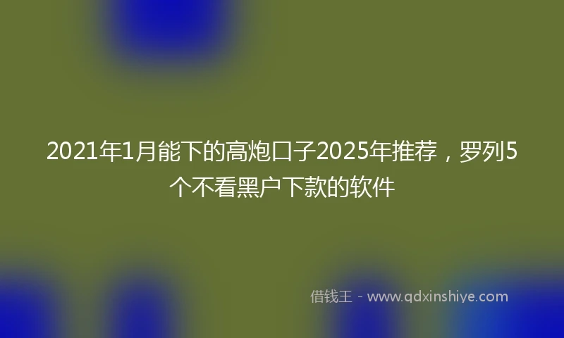 2021年1月能下的高炮口子2025年推荐，罗列5个不看黑户下款的软件