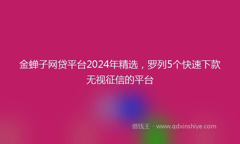 金蝉子网贷平台2024年精选，罗列5个快速下款无视征信的平台
