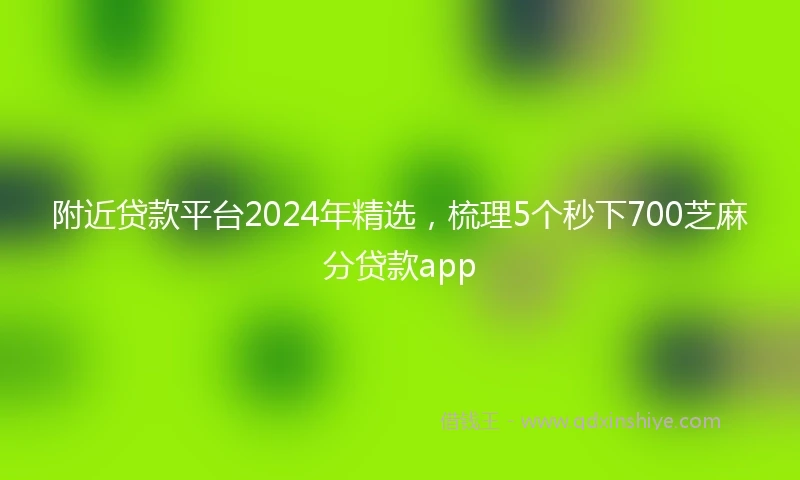 附近贷款平台2024年精选，梳理5个秒下700芝麻分贷款app