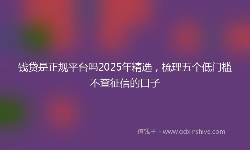 钱贷是正规平台吗2025年精选，梳理五个低门槛不查征信的口子