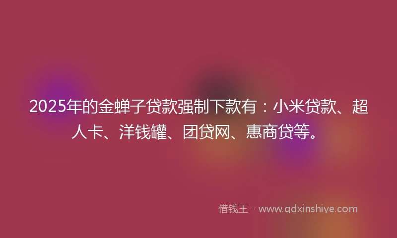 2025年的金蝉子贷款强制下款有：小米贷款、超人卡、洋钱罐、团贷网、惠商贷等。