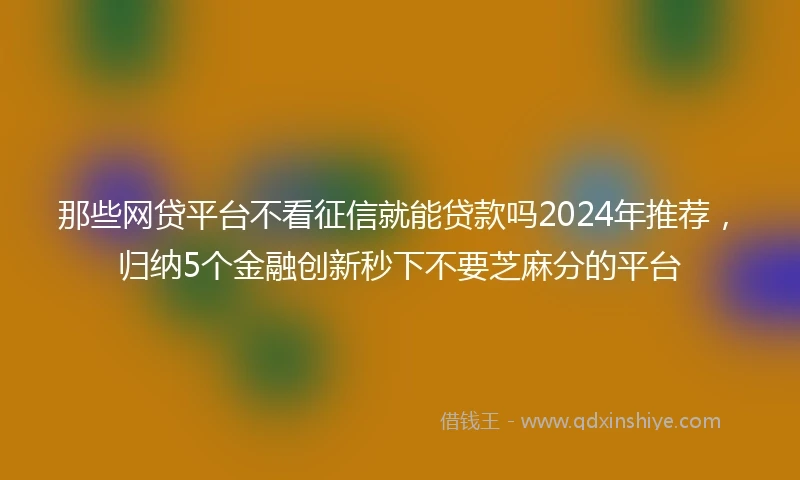那些网贷平台不看征信就能贷款吗2024年推荐，归纳5个金融创新秒下不要芝麻分的平台