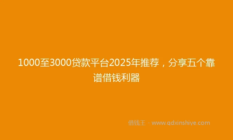 1000至3000贷款平台2025年推荐，分享五个靠谱借钱利器