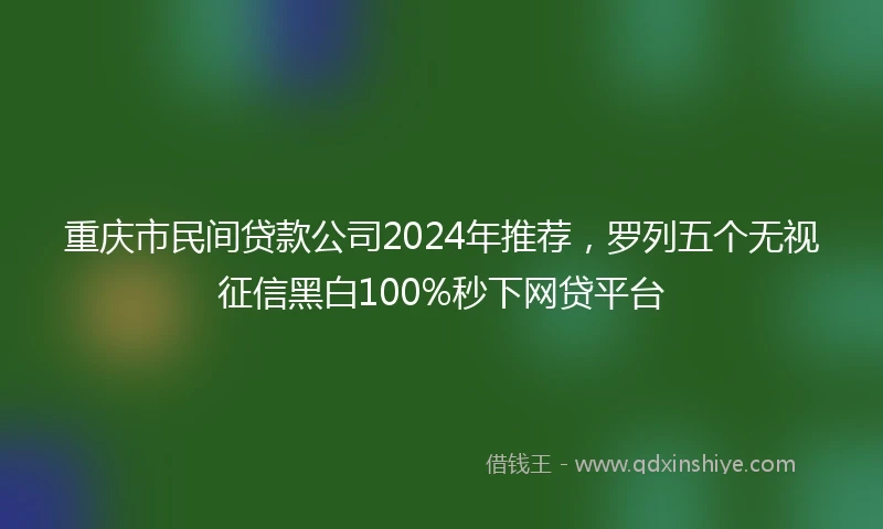 重庆市民间贷款公司2024年推荐，罗列五个无视征信黑白100%秒下网贷平台