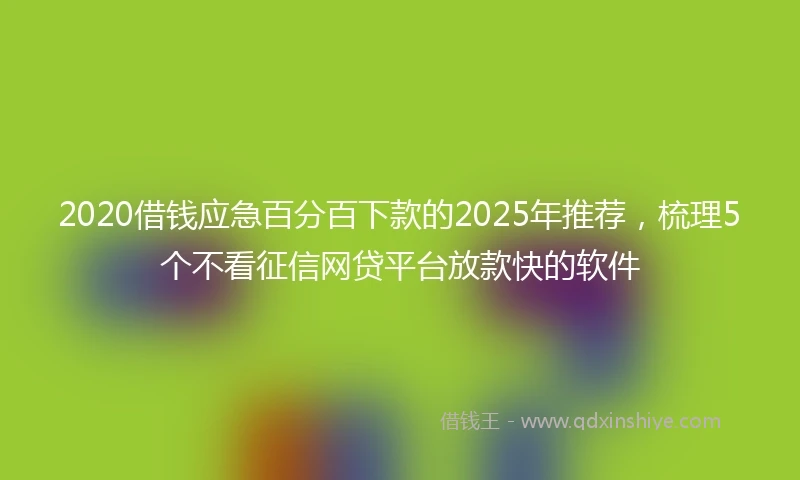 2020借钱应急百分百下款的2025年推荐，梳理5个不看征信网贷平台放款快的软件