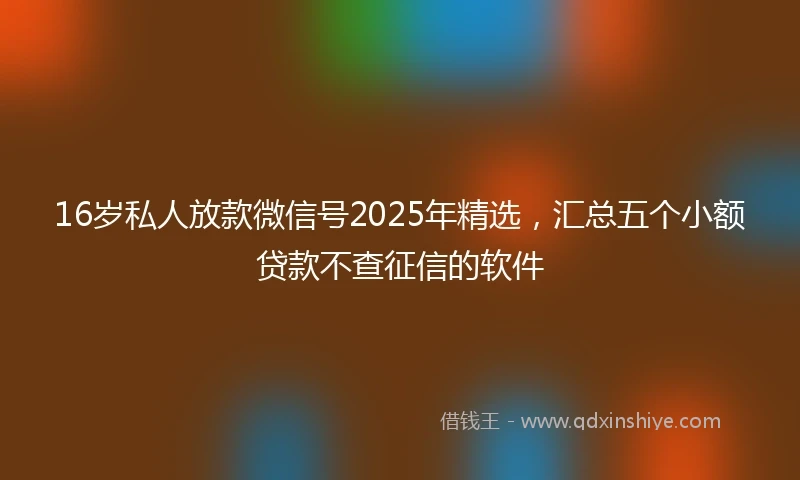 16岁私人放款微信号2025年精选，汇总五个小额贷款不查征信的软件