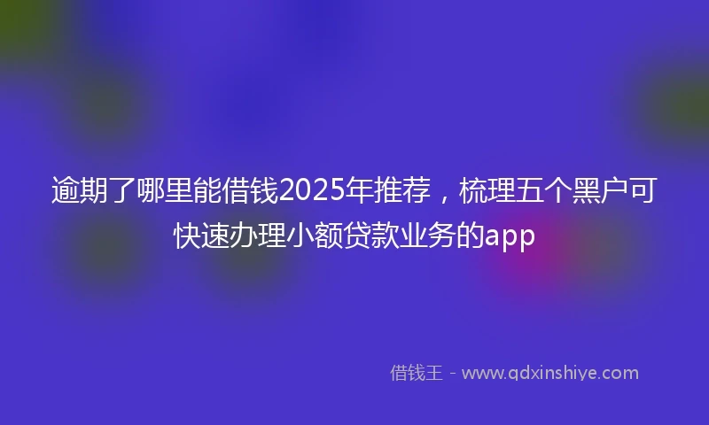 逾期了哪里能借钱2025年推荐，梳理五个黑户可快速办理小额贷款业务的app