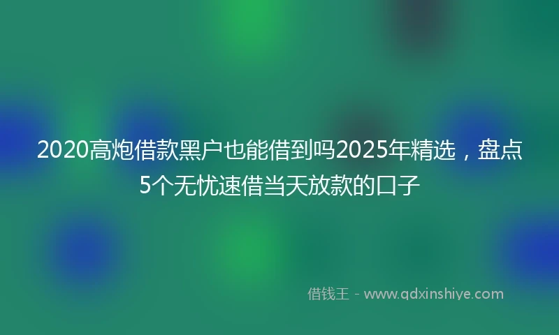2020高炮借款黑户也能借到吗2025年精选，盘点5个无忧速借当天放款的口子