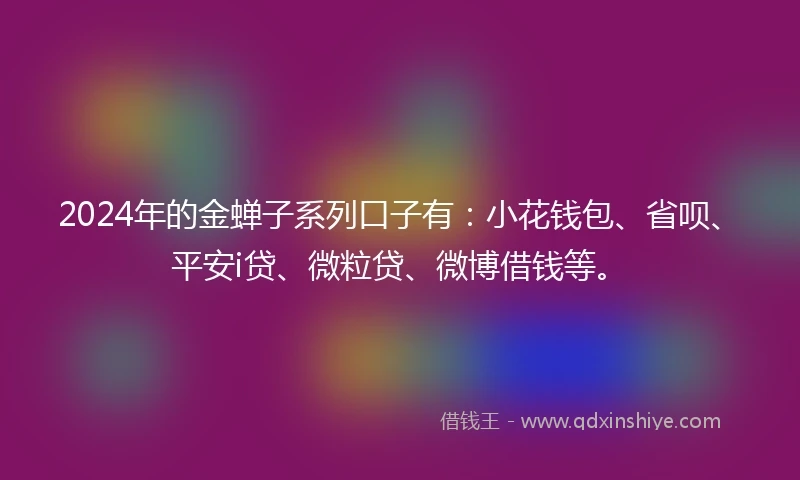 2024年的金蝉子系列口子有：小花钱包、省呗、平安i贷、微粒贷、微博借钱等。