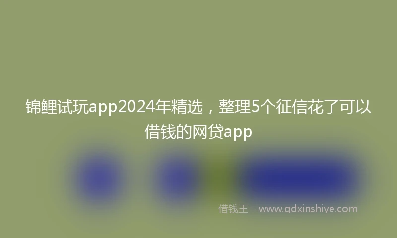 锦鲤试玩app2024年精选，整理5个征信花了可以借钱的网贷app