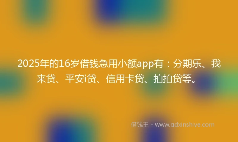 2025年的16岁借钱急用小额app有：分期乐、我来贷、平安i贷、信用卡贷、拍拍贷等。